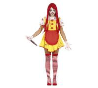 FIESTAS GUIRCA | Costume Miss McKiller - Vestito, Colletto e Grembiule - Costumi da Clown Assassino per Halloween, Carnevale e Feste Horror - Ideale per Adulti e Adolescenti - Giallo e Rosso