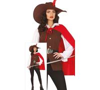 FIESTAS GUIRCA Costume Moschettera Rosso Donna - Costumi Donna con Cappello Moschettiere