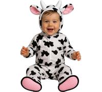 FIESTAS GUIRCA | Costume Mucca Baby (12-18 Mesi) - Cappuccio, Coda, Guanti e Piedi - Costumi da Animali per Feste Infantili, Halloween e Carnevale - Ideale per Beb癡 Unisex - Bianco e Nero