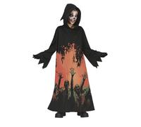 FIESTAS GUIRCA | Costume Mystic Zombie Bambini (7-9 anni) - Cappuccio e Tunica - Costumi da Morto Vivente per Halloween, Carnevale e Feste in Maschera - Ideale per Bambini - Nero e Rosso