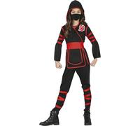 FIESTAS GUIRCA Costume Ninja Nero e Rosso Cosplay Bambino Bambina