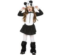FIESTAS GUIRCA | Costume Osa Panda Bambini (7-9 Anni) - Vestito, Cappuccio e Scaldamuscoli - Costumi da Animali e Orsi per Halloween, Carnevale e Feste in Maschera - Ideale per Bambine - Bianco e Nero