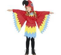 FIESTAS GUIRCA | Costume Pappagallo Bambini (5-6 anni) - Vestito, Cappuccio e Ali - Costumi da Animali per Halloween, Carnevale e Feste in Maschera - Ideale per Bambini e Bambine - Multicolore