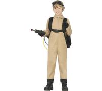 FIESTAS GUIRCA | Costume Phantom Hunter Bambini (5-6 Anni) - Zaino e Tuta per Cacciatore Fantasma - Costumi di Halloween, Carnevale e Feste di Terrore - Ideale per Bambini e Bambine - Beige e Nero