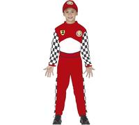 FIESTAS GUIRCA | Costume Pilota di Formula Bambini (3-4 Anni) - Tuta, Cintura e Cappello - Costumi da Corsa e Sport per Halloween, Carnevale e Feste in Maschera - Ideale per Bambini - Rosso e Bianco