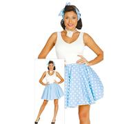 FIESTAS GUIRCA | Costume Pin Up Anni '50 per Donna (42-44/L) - Gonna e Fazzoletto - Stile Retrò e Vintage per Feste in Maschera, Carnevale e Halloween - Ideale per Celebrazioni a Tema - Azzurro