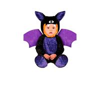 FIESTAS GUIRCA | Costume Pipistrello Neonato - Nero Viola 12-18 mesi | Set 3 Pezzi | Cappuccio con Orecchie | Ali Incorporate | Poliestere Leggero | Carnevale, Halloween