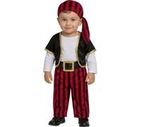 FIESTAS GUIRCA | Costume Pirata Bambina - Set 2-3 anni - Rosso Nero | 5 Pezzi Inclusi | Tessuto Poliestere | Taglia 100 cm | Facile Da Indossare | Carnevale, Halloween, Feste a Tema