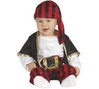 FIESTAS GUIRCA | Costume Pirata Toddler (2-3 Anni) - Maglietta, Gilet, Cintura, Pantaloni e Foulard - Costumi da Corsaro e Bucaniere per Halloween e Feste - Ideale per Bambini Piccoli - Nero e Rosso