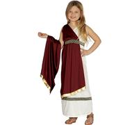 Costume romana dea bambina vestito storico lungo bianco e rosso imperatrice