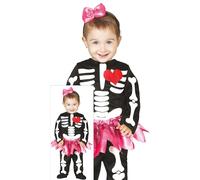 FIESTAS GUIRCA | Costume Scheletro Bambina - Include Coroncina, Tuta e Tutù - Costumi di Halloween e Feste a Tema Scheletro per Bambini - Ideale per Celebrazioni ed Eventi - Nero e Rosa