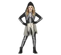 FIESTAS GUIRCA Costume Scheletro Logoro Bambina Nero Bianco con Cappuccio