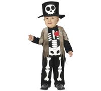 FIESTAS GUIRCA | Costume Scheletro Neonato - 3 Pezzi - Nero Bianco