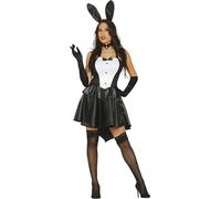 FIESTAS GUIRCA | Costume Sexy Bunny Adulto (42-44/L) - Vestito, Cerchietto e Coda - Costumi da Coniglietta per Addio al Celibato, Feste in Maschera e Carnevale - Ideale per Donne - Bianco e Nero