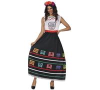 FIESTAS GUIRCA | Costume Skull Catrina Adulta (38-40/M) - Vestito e Cintura - Costumi per il Giorno dei Morti, Halloween e Carnevale per Feste in Maschera - Ideale per Donne - Nero e Bianco