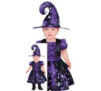 FIESTAS GUIRCA Costume Strega Neonato con Cappello e Abito Viola Nero