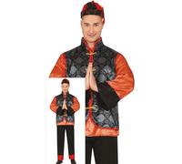 FIESTAS GUIRCA Costume tradizionale cinese da uomo - Costume da uomo giapponese rosso e nero Taglia M