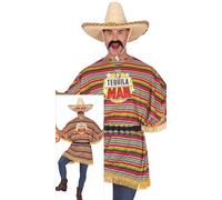 FIESTAS GUIRCA Costume da Uomo da Tequila - Divertente Costume da Uomo con Poncho - Addio al Celibato Messicano, costume da uomo, Taglia L