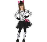 FIESTAS GUIRCA Costume Zebra Bambina Abito Animalier con Cerchietto e Tutu