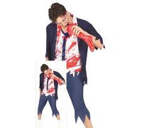 FIESTAS GUIRCA | Costume Zombie High Schooler (14-16 anni) - Camicia, Giacca e Pantaloni - Costumi da Studente Zombie per Halloween, Carnevale e Feste in Maschera - Ideale per Adolescenti