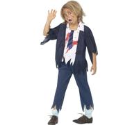 FIESTAS GUIRCA | Costume Zombie Scolaro Bambino - Blu Bianco - Per Feste