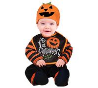 FIESTAS GUIRCA | Costume Zucca Neonato - Berretto Tuta - Nero Arancio per