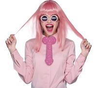 FIESTAS GUIRCA | Cravatta Pene Effetto Brillante Rosa (20 cm) - Accessorio Divertente per Addii al Celibato e Feste per Adulti - Ideale per Celebrazioni ed Eventi - Unisex Adulto - Rosa