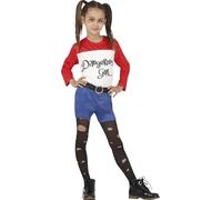 CARNEVALE HALLOWEEN VESTITO COSTUME TIPO RAGAZZA HARLEY SQUAD BAMBINA DANGEROUS