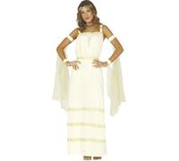 COSTUME DEA GRECO ROMANA CARNEVALE VESTITO GUIRCA ADULTA SENATRICE ANTICA ORO