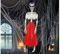 FIESTAS GUIRCA | Decorazione da Appendere Scheletro Catrina (40 cm) - Decorazione per Halloween e Giorno dei Morti - Ideale per Feste a Tema Scheletri e Celebrazioni Terrificanti - Rosso Bianco
