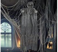 FIESTAS GUIRCA | Decorazione da Appendere Scheletro con Tunica (60 cm) - Decorazione di Halloween per Feste e Celebrazioni di TERRORE- Ideale per Ambienti Spaventosi e Tematiche di Scheletri - Grigio