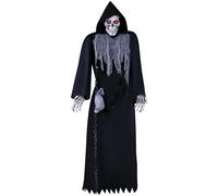 FIESTAS GUIRCA | Decorazione Scheletro Animatronico Halloween - 250 cm | Occhi Rossi Luminosi | Catena e Borsa Incluse | 250 cm | Metallo, Poliestere, PVC | Carnevale, Feste a Tema