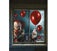 FIESTAS GUIRCA Decorazioni per finestre con Clown Spaventoso 30 x 40 cm - Rosso