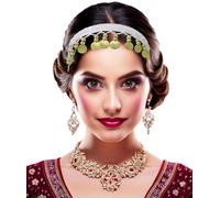 FIESTAS GUIRCA | Diadema con Monete Bianca e Oro (Taglia Unica) - Accessorio per Costume da Principessa, Zingara e Veggente - Ideale per Carnevale, Feste e Celebrazioni - Donna Adulta - Bianco Oro