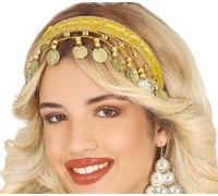 FIESTAS GUIRCA | Diadema con Monete Gialle e Oro (Taglia Unica) - Accessorio per Costume da Principessa, Zingara e Veggente - Ideale per Carnevale, Feste e Celebrazioni - Donna Adulta - Giallo Oro