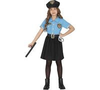 FIESTAS GUIRCA Elegante costume da poliziotta per bambina - Uniforme da poliziotta azzurra con vestito e cappello - Costumi per bambine e ragazze - Età 10-12 anni