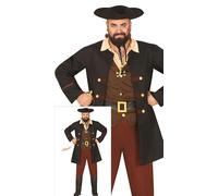 FIESTAS GUIRCA Elegante costume da uomo da pirata - Capitano pirata da uomo, incluso cappello da pirata, Taglia XXL