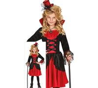 FIESTAS GUIRCA Elegante costume da vampira per ragazze - Elegante vestito rosso e nero da vampira - Costumi di Halloween per ragazze età 7-9 anni