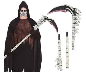 FIESTAS GUIRCA | Falce Ossa Smontabile (150 cm) - Accessorio per Costume Morte Scheletro Halloween Horror Festa Cosplay Carnevale Adulto Bambino - Nero Beige