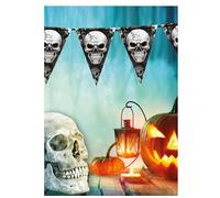 FIESTAS GUIRCA | Festone Teschi di Carta (300 cm) (20x30 cm) - Decorazione di Halloween per Feste e Celebrazioni - Ideale per Festa del Terrore, Scheletri e Teschi - Nero e Grigio