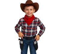 FIESTAS GUIRCA | Fondina Doppia con Due Pistole Giocattolo - Accessorio per Costume da Cowboy del Vecchio West per Bambini - Ideale per Feste in Maschera e Carnevale - Nero