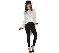 FIESTAS GUIRCA Frac di Paillettes Argento Costume Donna - Elegante Giacca Frac Argento Donna - Blazer Coda da da smoking brillante Costumi da donna