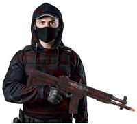 FIESTAS GUIRCA | Fucile d'Assalto Insanguinato Giocattolo (59 cm) - Arma Finta per Costumi da Militari e Soldati - Ideale per Halloween, Carnevale e Feste di Terrore - Nero