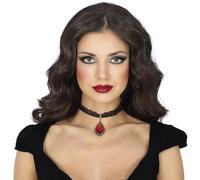 FIESTAS GUIRCA | Gargantilla con Rubino (5 cm) - Gioiello per Costume da Principessa, Marchesa e Vampira per Halloween e Feste in Maschera - Accessorio Ideale per Donna Adulta - Nero