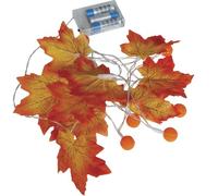 FIESTAS GUIRCA | Ghirlanda Elettrica 20 LED Foglie di Zucca (315 cm) - Decorazione di Halloween e Illuminazione per Feste - Ideale per Ambienti Festivi e Occasioni Speciali - Arancione