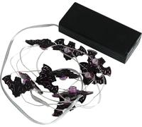 FIESTAS GUIRCA | Ghirlanda Elettrica di Pipistrelli con 10 LED a Batterie (120 cm) - Decorazione per Halloween e Feste a Tema - Ideale per Illuminazione e Atmosfere Terrificanti - Viola