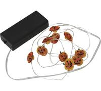 FIESTAS GUIRCA | Ghirlanda Elettrica di Zucche con 10 LED a Batterie (120 cm) - Decorazione per Halloween e Feste a Tema - Ideale per Illuminazione e Atmosfere Terrificanti - Arancione