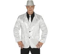 FIESTAS GUIRCA | Giacca di Paillettes Argento per Uomo (48-50/M) - Costume Anni '70 e Feste di Natale e Capodanno - Ideale per Celebrazioni ed Eventi in Maschera - Adulto - Argento