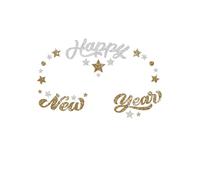 FIESTAS GUIRCA | Gioielli per il Viso Adesivi Buon Anno - Trucco e Accessori per Feste - Ideali per Natale, Capodanno, Carnevale e Feste in Maschera - Per Bambini e Adulti - Oro e Argento