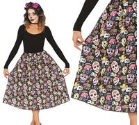 FIESTAS GUIRCA Gonna Catrina Calaveras Giorno dei Morti Donna - Costume Cosplay per: Halloween - Tema(i) - Scheletro - Taglia M/L